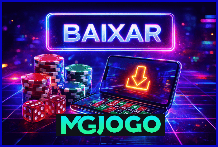 Imagem promovendo o app oficial da MGJOGO para mobile